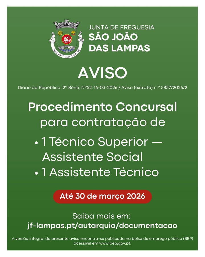 Junta abre concurso para Assistente Social e Assistente Técnico