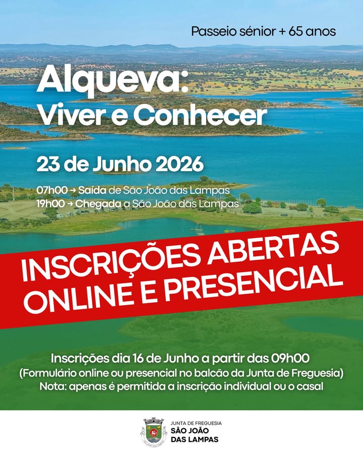 Inscrições abertas para passeio sénior ao Alqueva a 23 de junho